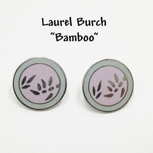 Vintage Laurel Burch "Bamboo" Post Earrings, Pastel Enamel, Gold Plated, 1980s
